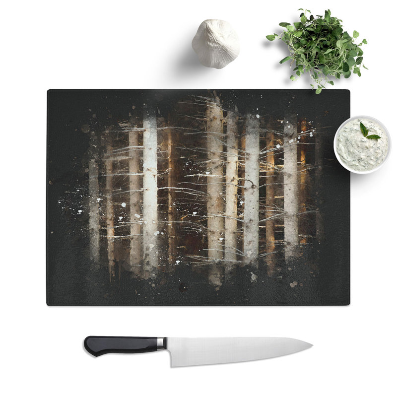 Bare Trees Paint Splash Chopping Board, 0.4cm H x 28.5cm W x 39cm L