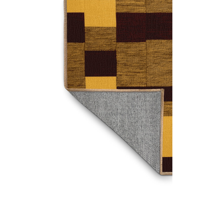 Tapis botanique brun lavable à la machine, Rond 8 pi