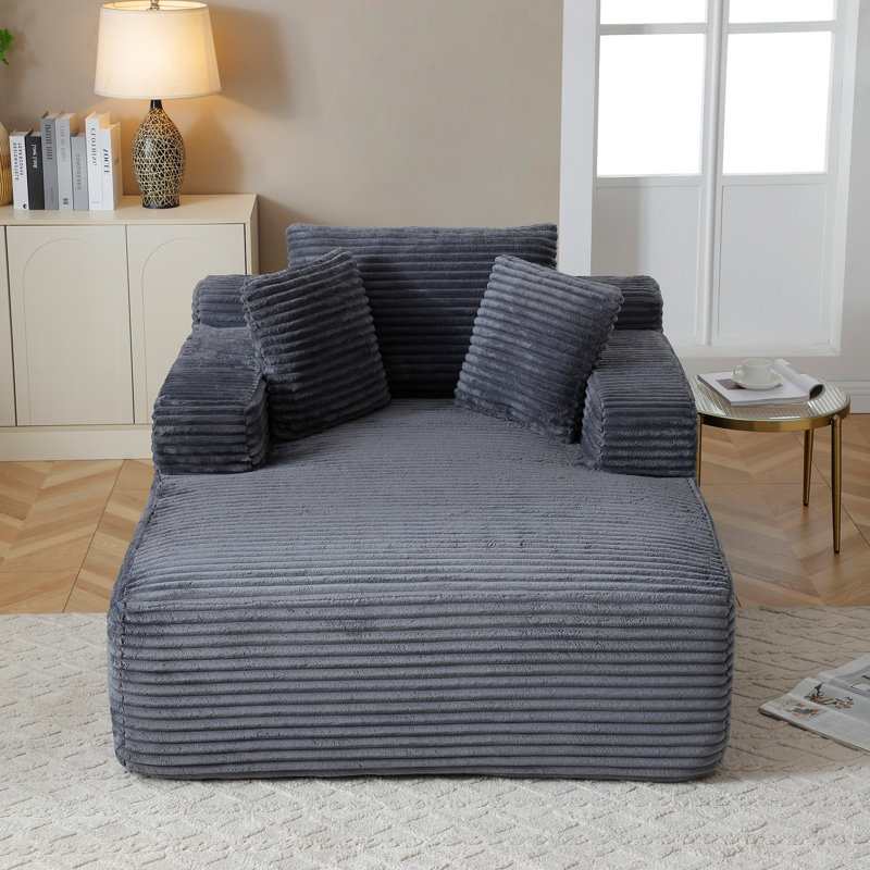 Très grand canapé en velours côtelé à compression, aucun assemblage requis, Gris