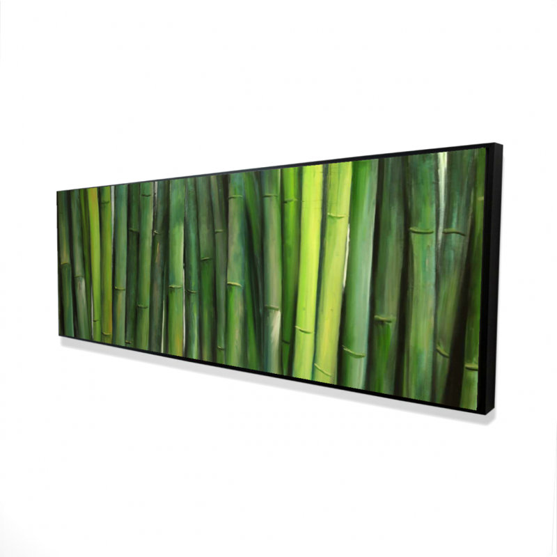 Green Bamboo Print On Canvas, 16" H x 48" W