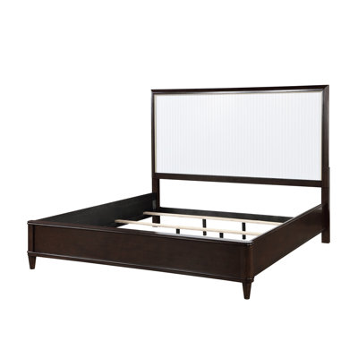 Beckum Shim Queen Size Bed with Tall Headboard, White and Cherry Brown Wood -  Red Barrel StudioÂ®, C4A9027F40114C708DE3F430B0A3C14D