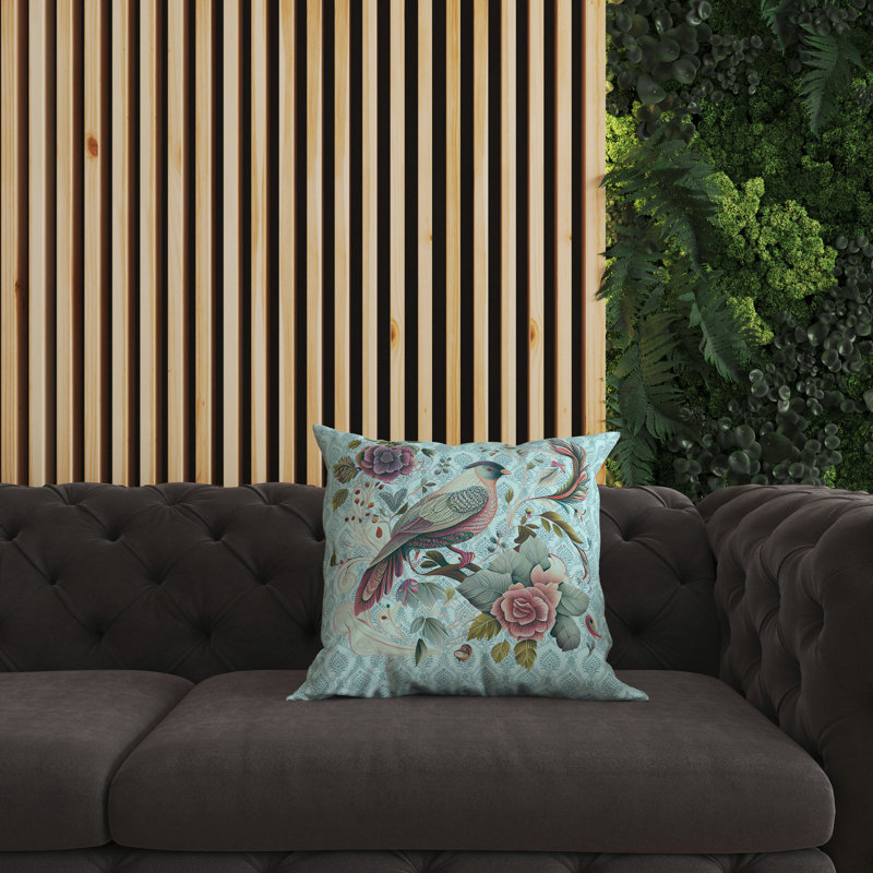 Coussin Songbird, H 16 po x l 16 po, Bleu
