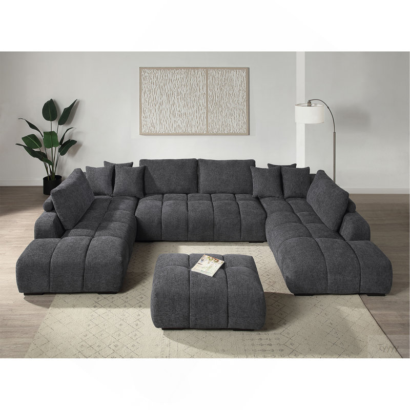 Repose-pieds en chenille gris choisi