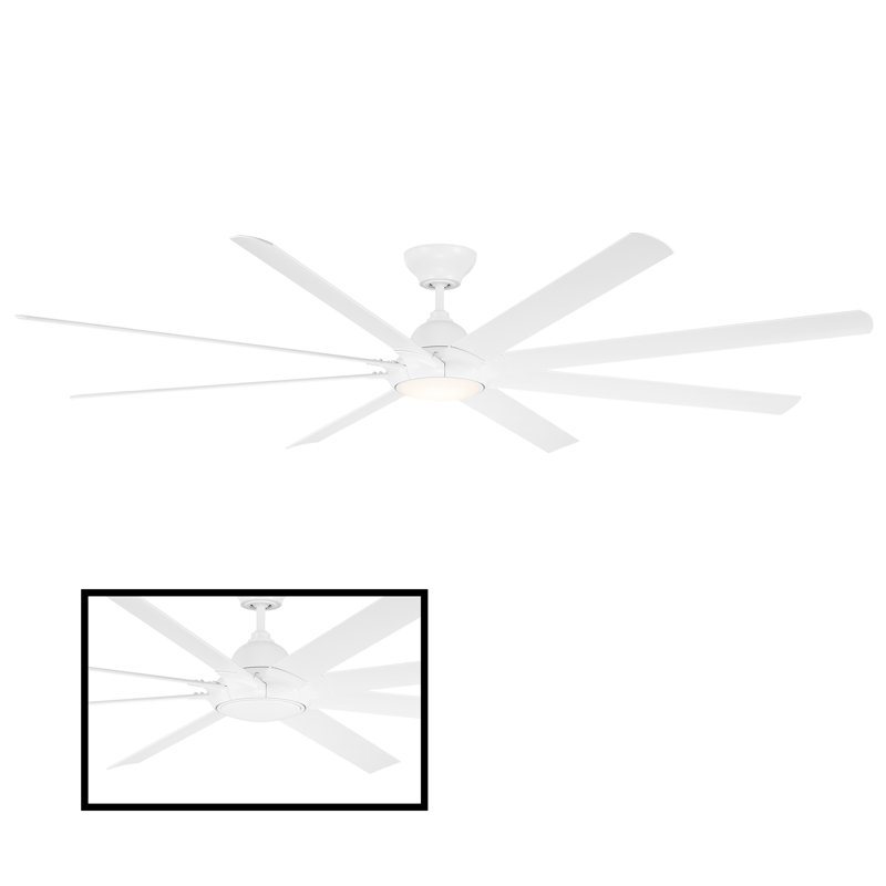 Hydra 96" Matte White Smart Ceiling Fan with LED Light Kit