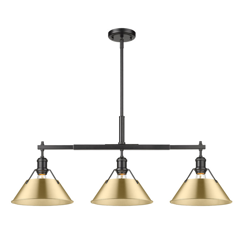Weatherford 3 - Light Kitchen Island Pendant, Matte Black, Brushed Champagne Bronze