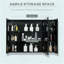 Armoire de salle de bain avec éclairage à DEL Kleankin avec miroir, armoire de salle de bain murale l 35,5 "x H 25,5" avec 3 placards, fonction mémoire, charge USB, noir ultrabrillant