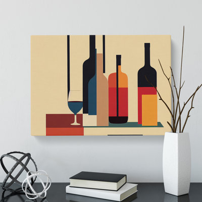 XXX-H1022-WF-10169X Wine Bottle Retro Art Vol.2 Abstract - Wrapped Canvas Print