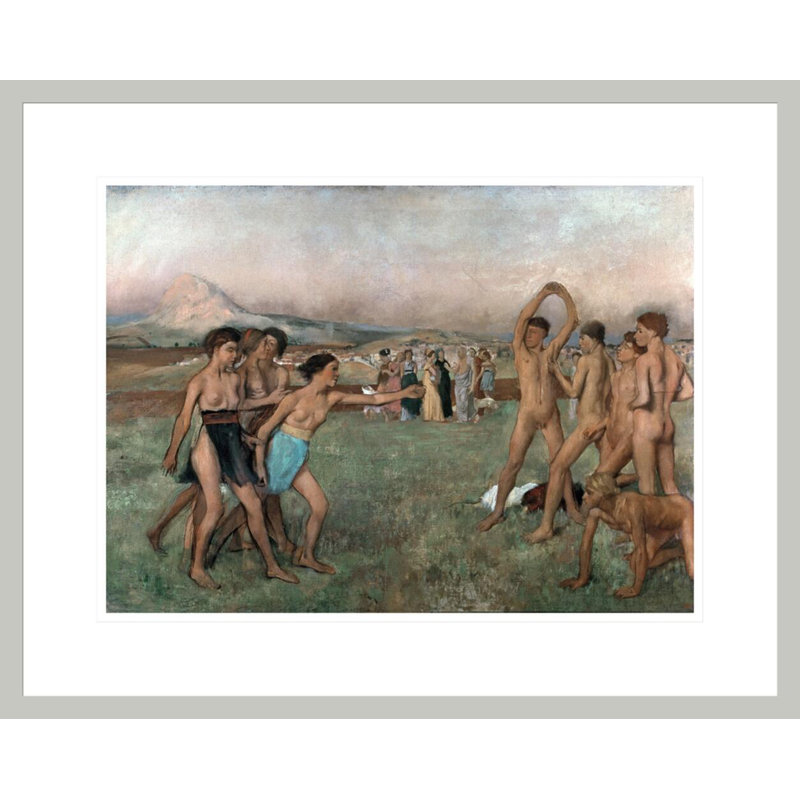 Jeunes spartiates exerçant par Edgar Degas, impression giclée encadrée, 17.38" H x 21.75" W