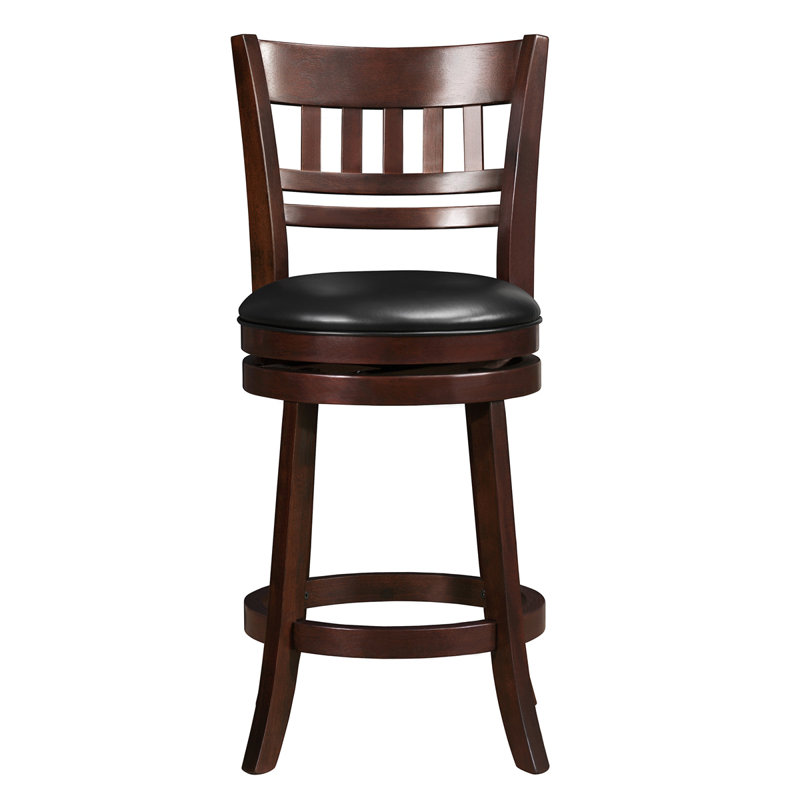 Chaise de salle à manger à hauteur de comptoir pivotante à 360 degrés en bois massif avec repose-pieds 1 pièce