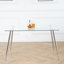 Table de salle à manger moderne simple en verre, plateau de table en verre trempé massif, pieds de table galvanisés, ensemble de chaises de salle à manger en polyuréthane blanc, convenant à une cuisine de restaurant (ensemble de 7)-1703391767-1703391786