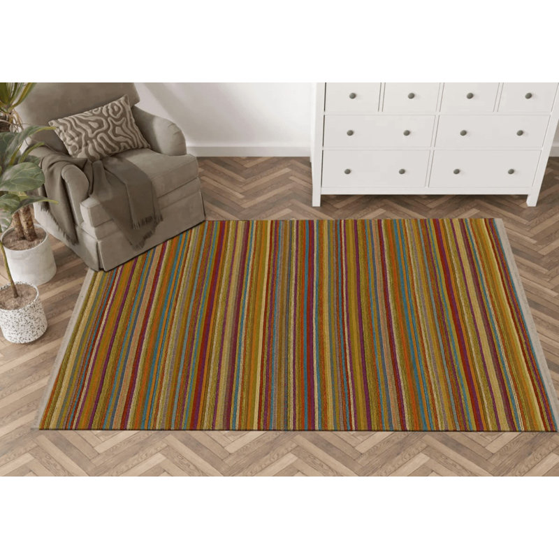 Tapis en coton et polypropylène à motif numérique Nechole, Rectangle 4 pi x 5 pi 11 po