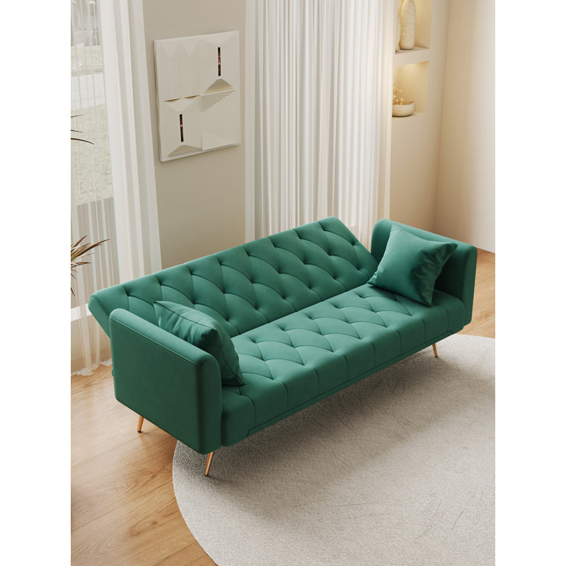 71" Convertible Double Folding  Sofa Bed, Gray, 3