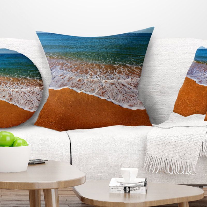 Oreiller ondulations d’été pour les vagues de mer, 18 po x 18 po, Coussin décoratif