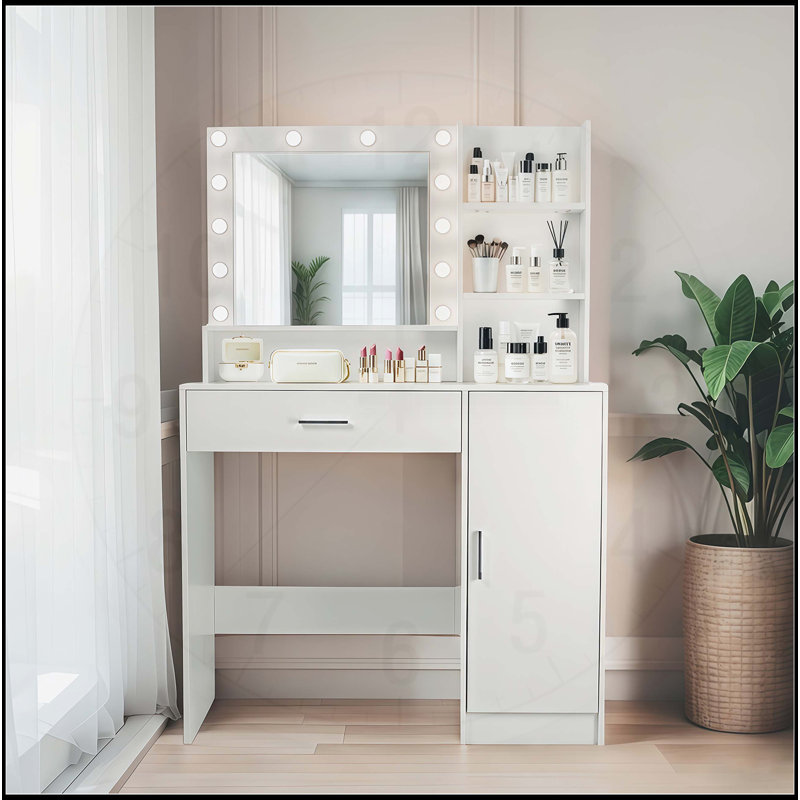 Versatile Makeup Vanity with Mirror, Lights and Ample Storage Options