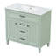 Ensemble de meuble-lavabo 36 po avec lavabo, meuble autoportant blanc avec cuve en céramique, cadre en bois aggloméré et en bois massif, tiroir supérieur rabattable, portes à fermeture en douceur, 2 tiroirs de rangement-1014800348