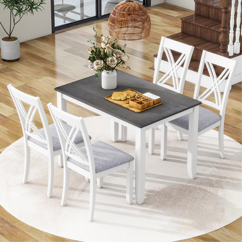 Ensemble de table de salle à manger 5 pièces Rustic Minimalist, Gris