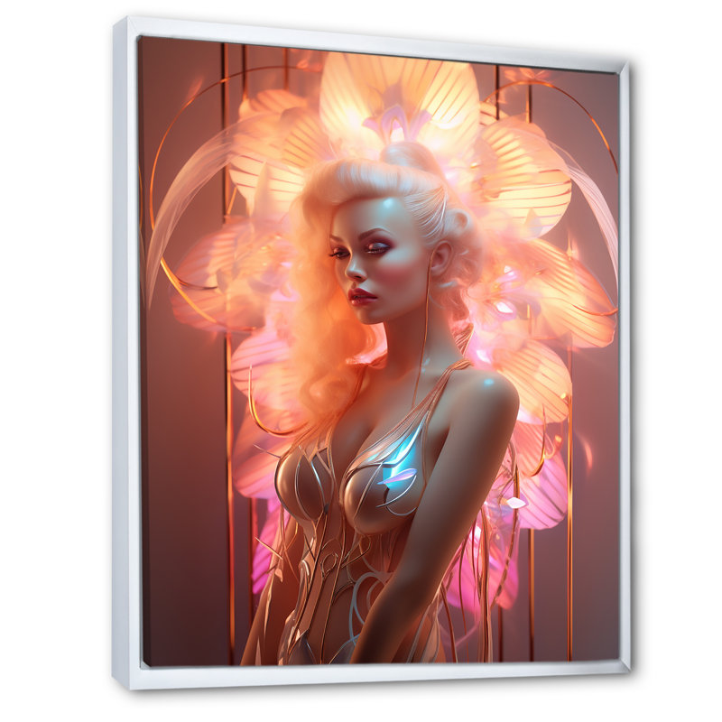 «Subtle Sensuality Pink Cabaret Dancer» sur toile, Cadre flottant blanc, H 40 po x l 30 po x P 1,5 po