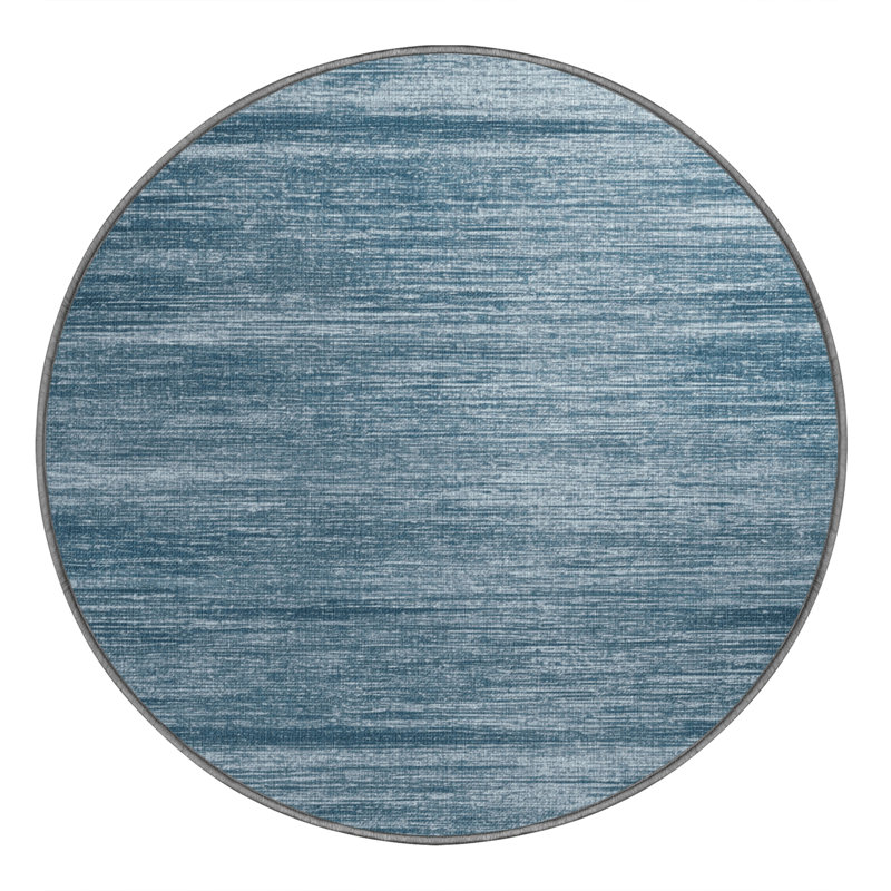 Machine Washable Solid Gray Area Rug, Round 5'