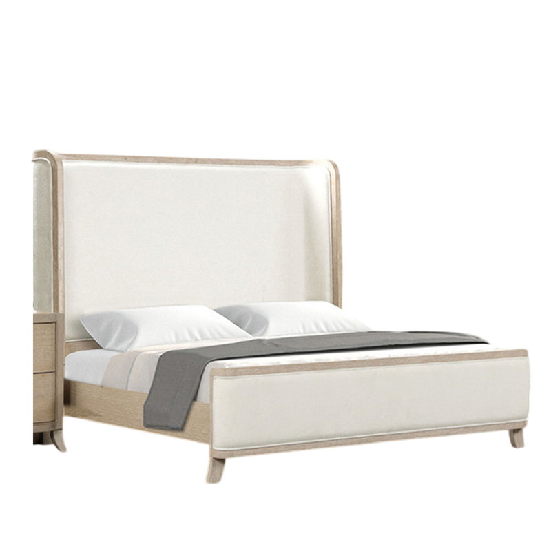Ensemble de chambre à coucher grand lit, chêne naturel, bois blanc, ensemble de 3 pièces avec 2 tables de chevet