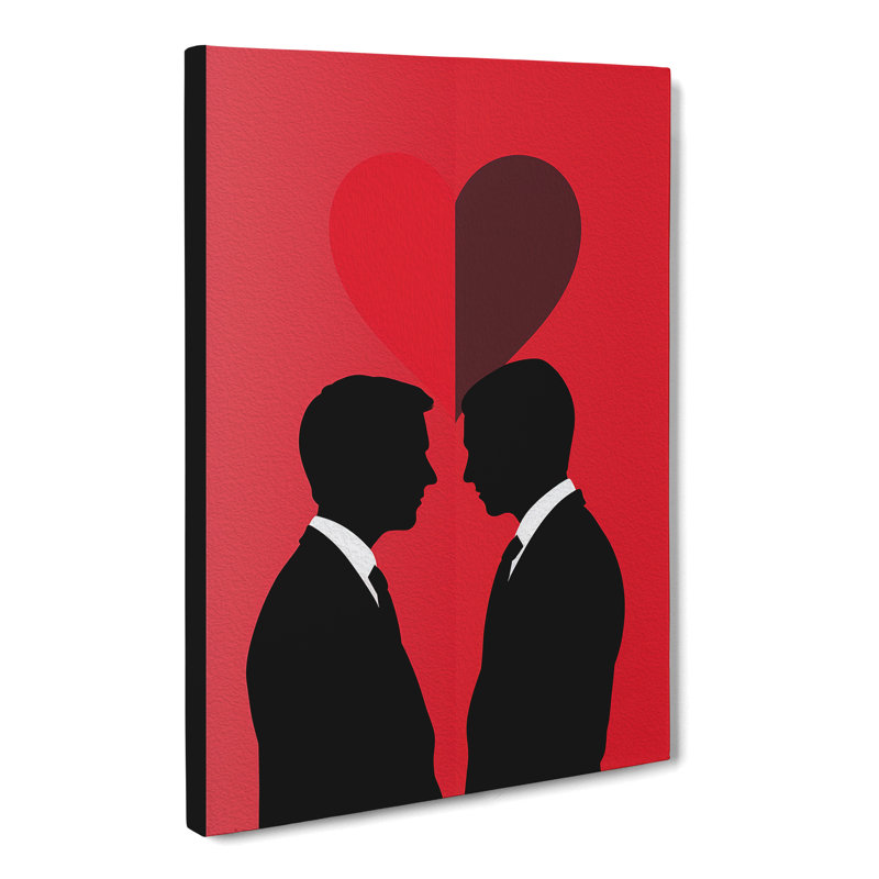 Two Men In Love Minimalism - Wrapped Canvas Print, 76cm H x 50cm W x 3cm D