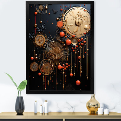 "Abstraction en spirale dorée et noire"