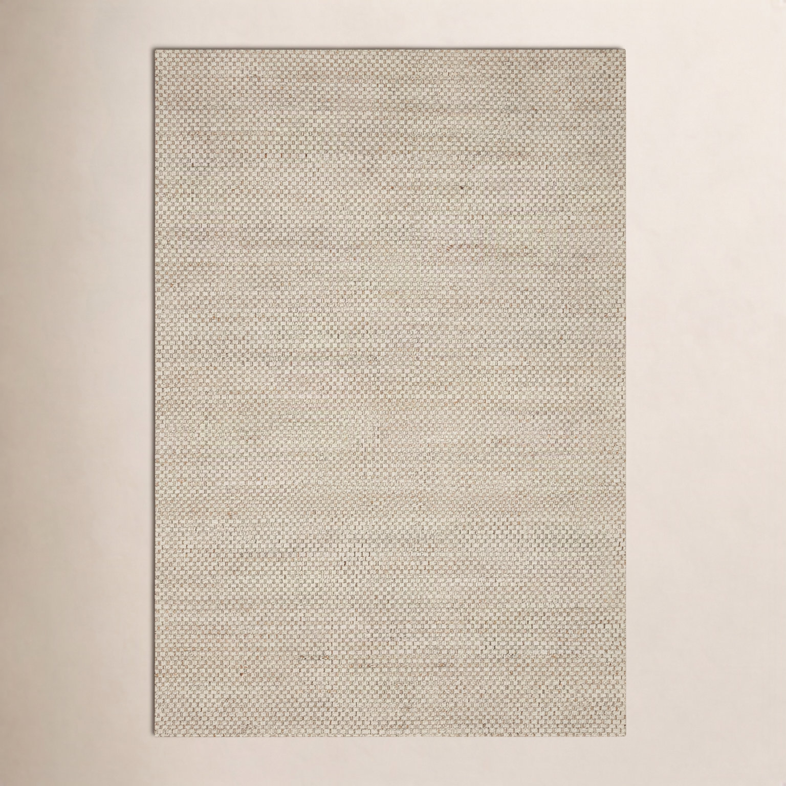 Abisai Beige Hand-Woven Checkered Jute Rug, Rectangle 7'9" x 9'9"