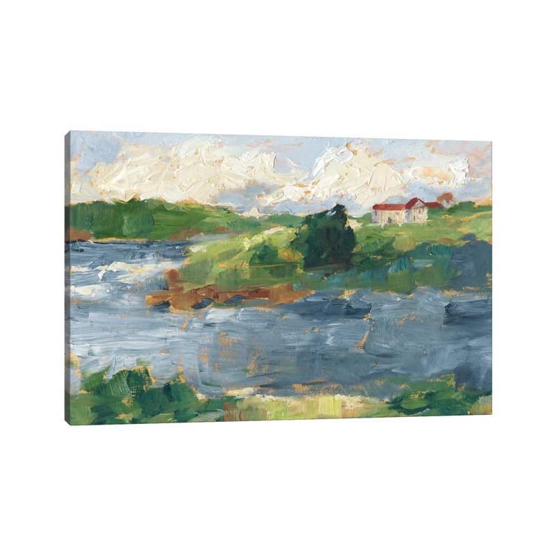 Reproduction d’art, "Lakeside cottages IV" par Ethan Harper, Toile tendue, H 8 po x l 12 po x P 0,75 po, Pas de tapis