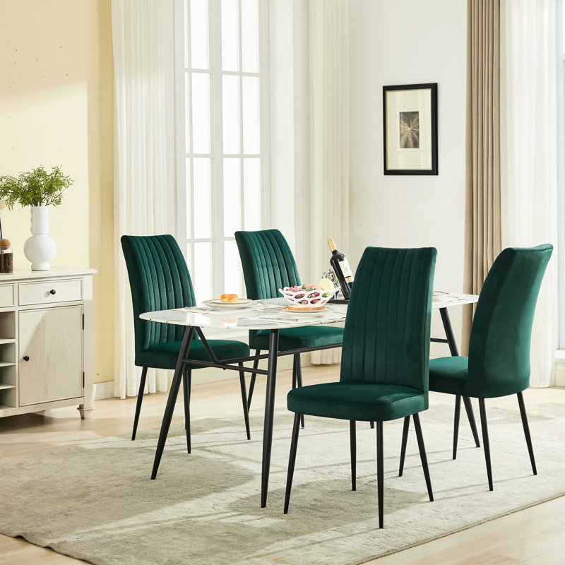 Chaise de salle à manger en velours de 2 pièces avec repose-pieds en fer réglable de style contemporain pour une décoration intérieure