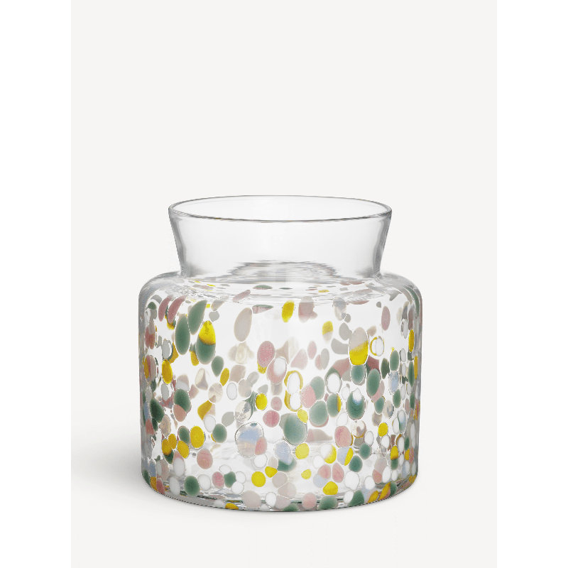 Meadow Glass Table Vase, 7.7" H x 7.9" W x 7.9" D, White/Pink/Yellow/Green
