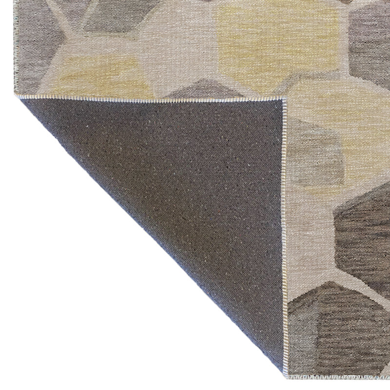 Tapis décoratif moderne à motif géométrique hexagonal gris et beige, Tapis de couloir 3 pi 3,37 po x 6 pi 6,74 po