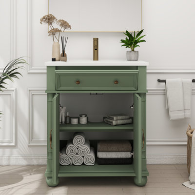 Freestanding 28‘’ Bathroom Vanity With Ceramic Top