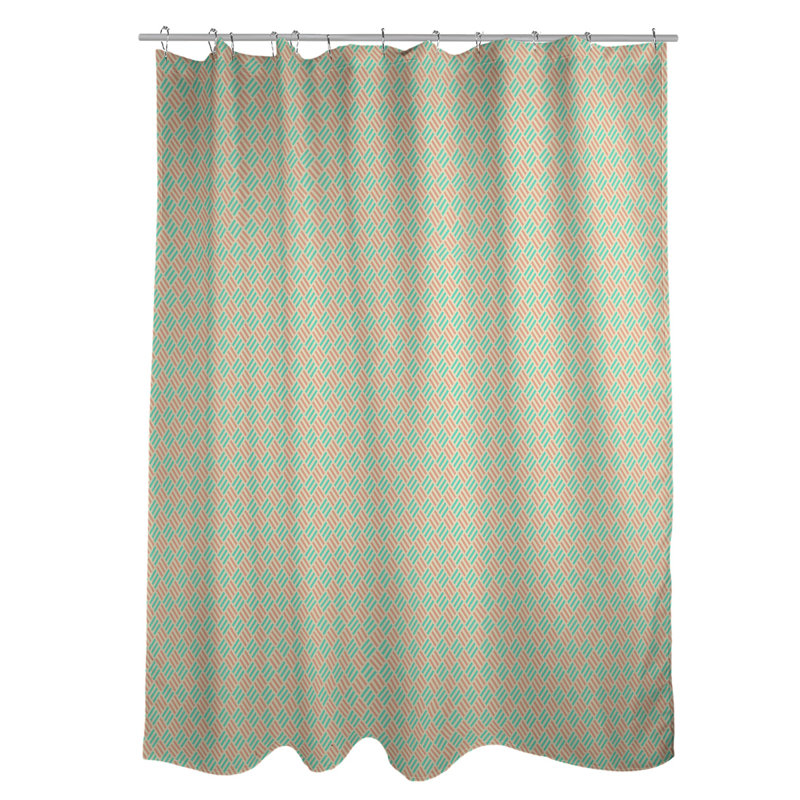 Rideau simple art déco, Teal/Orange Stripe 1