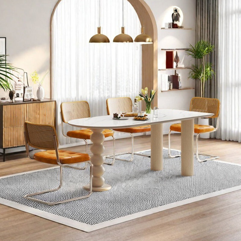 Ensemble de table de salle à manger simple en bois fritté et en bois massif, H 29,53 po x L 70,87 po x l 31,5 po