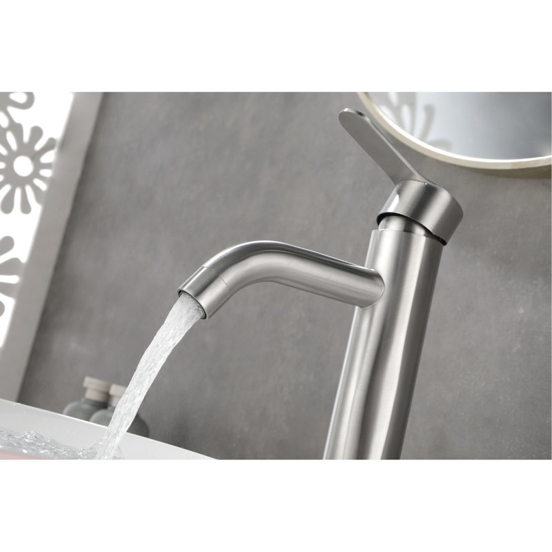 Robinet de salle de bain à poignée simple - Design moderne en nickel brossé, acier inoxydable, installation sans effort et contrôle de la température du lavabo, méthode facile