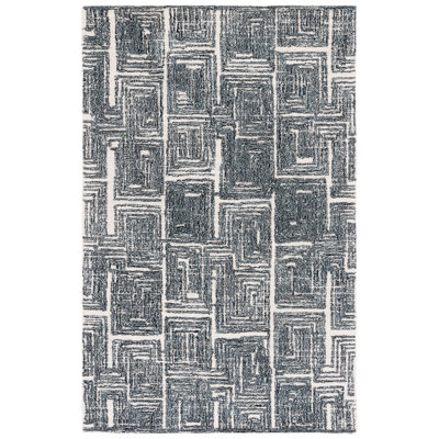 Claiborn Hand Tufted Wool/Cotton Abstract Rug in Ivory/Black