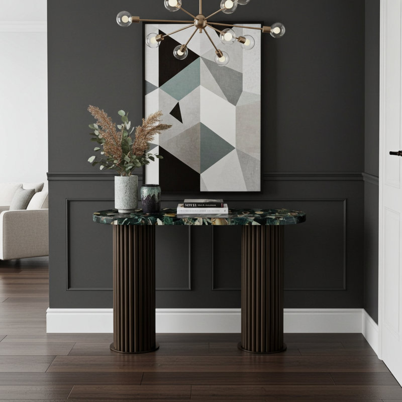 Majesté Console Table, Dark Bronze, Green Jasper