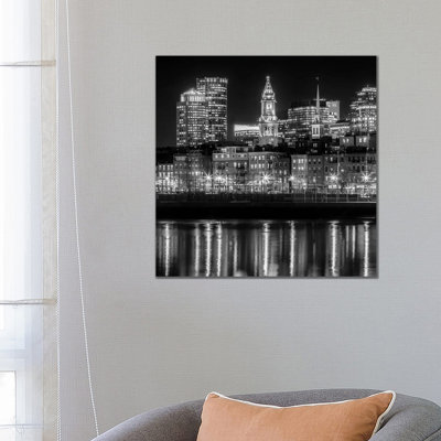 Boston North End And Financial District Monochrome by Melanie Viola - Wrapped Canvas Print