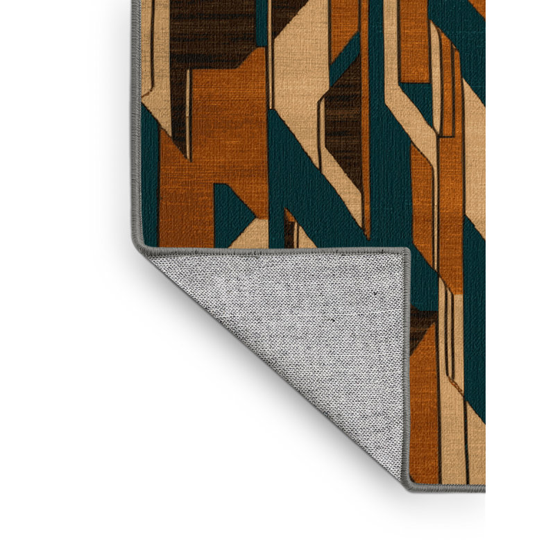 Machine Washable Art Deco Gray Area Rug, Rectangle 5' x 8'