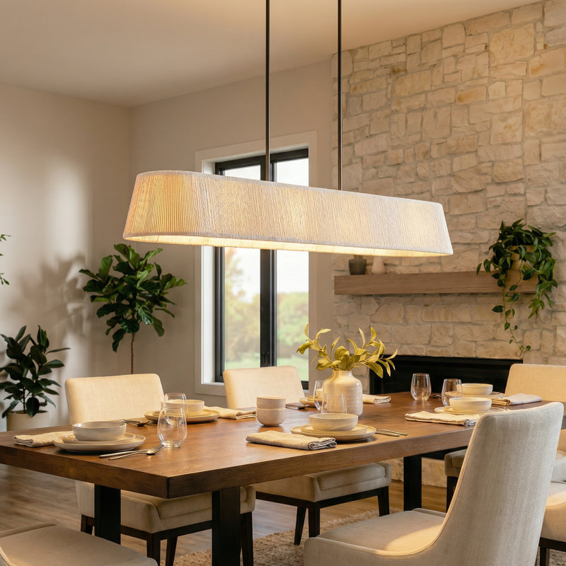 Luminaire suspendu à 5 lumières avec corde blanche