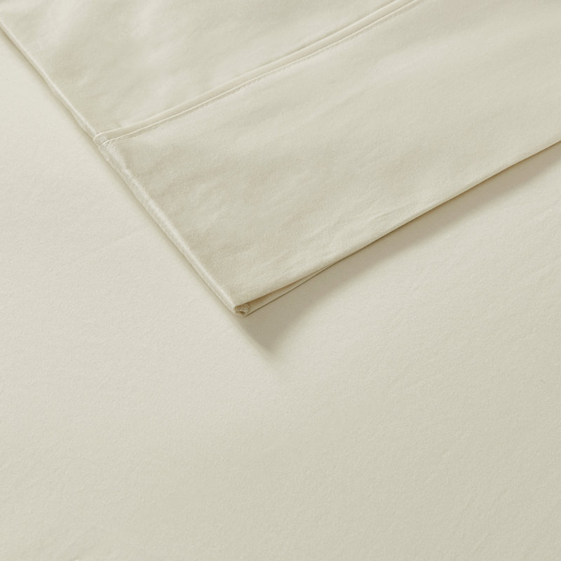 Ensemble de draps en mélange de coton 800 fils, Ensemble de draps pour grand lit + 1 drap-housse +, Ivoire