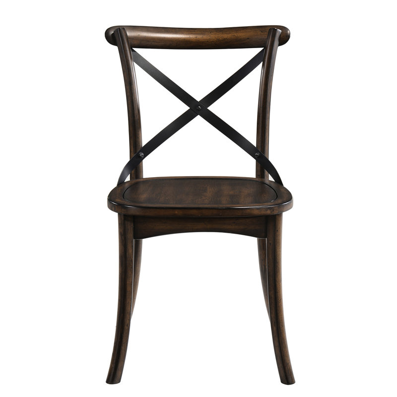 De 2 chaises d'appoint - Chêne foncé et noir, siège en bois et chaise en métal de style Mid-Century X 2 pièces avec dossier