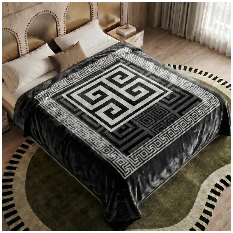 Geometric Standard Blanket, Black Geometric