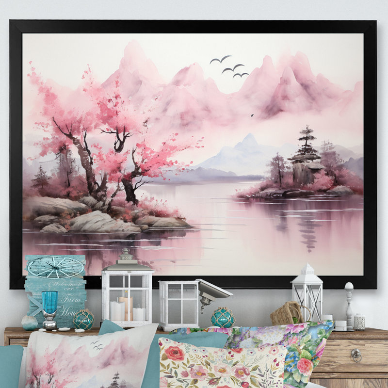 " Tranquil Forest Oasis IV ", 30" H x 40" W x 1.5" D, Black Single Picture Framed