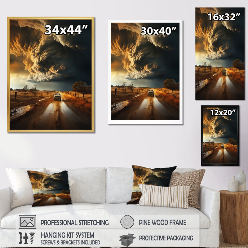 Baidland " Storm Raging Vortex I ", 20" H x 12" W x 1" D, Black Picture Framed