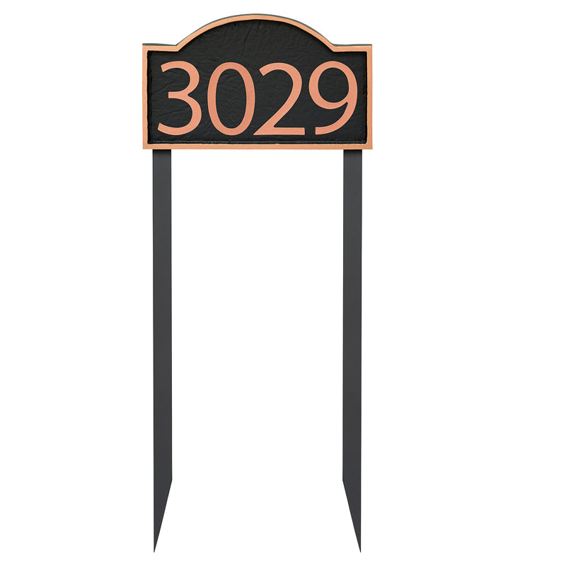 Plaque d'adresse pelouse douce 1 ligne, Noir, Cuivre