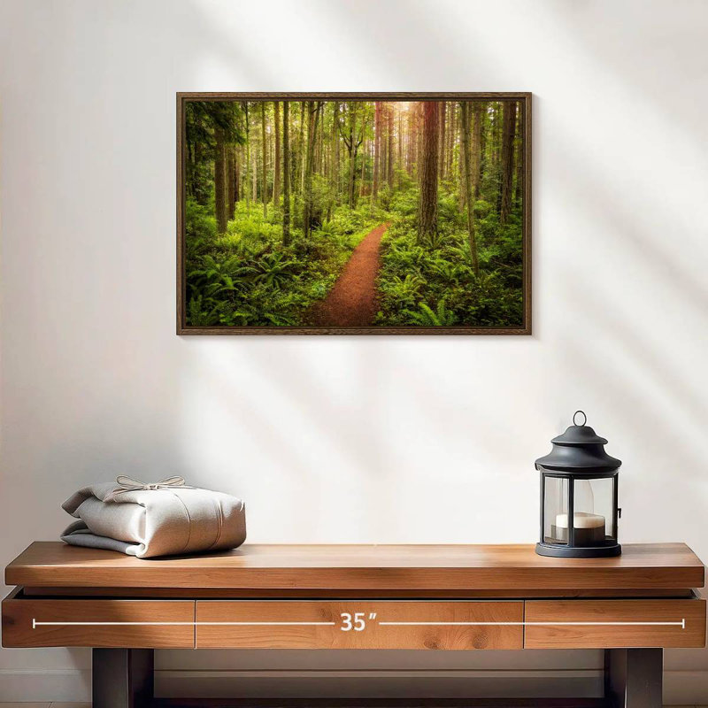Washington Rainforest, 19 po x 13 po, Cadre flottant en noyer