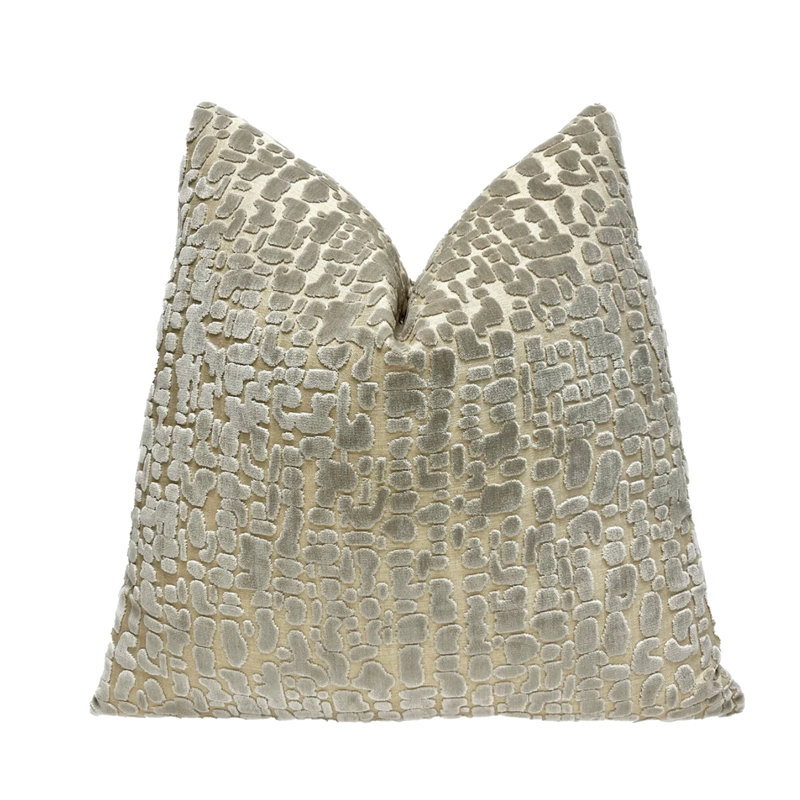 Housse de coussin Velvet Speckles, H 20 po x l 20 po, Pois argent