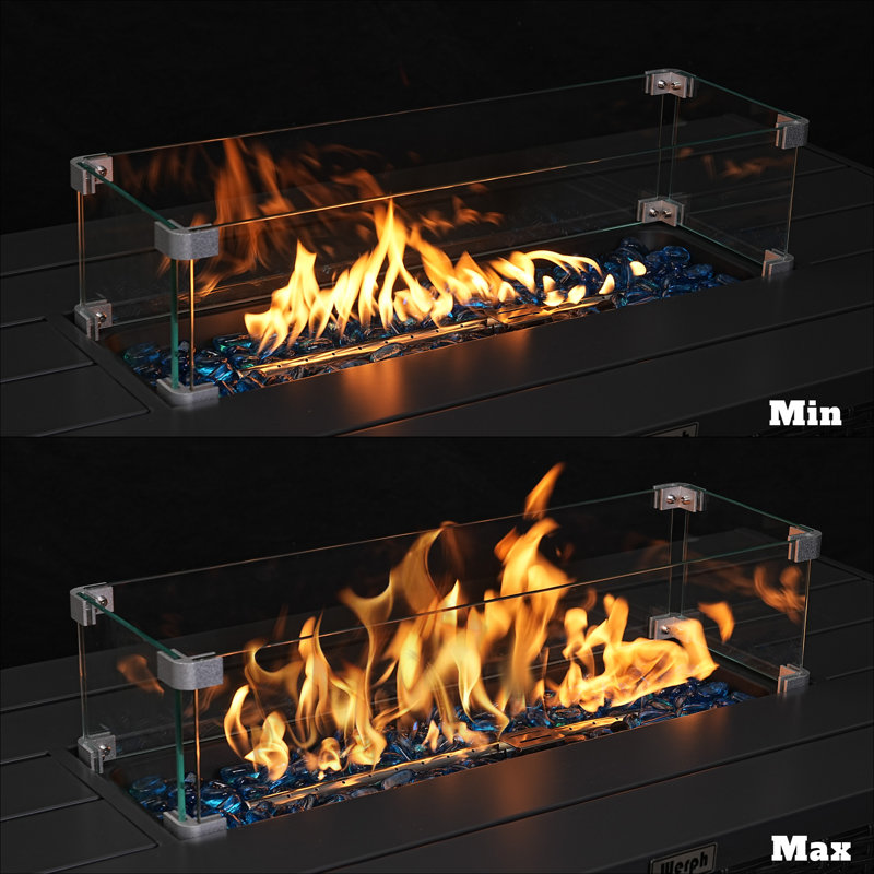 43-Inch Black Steel and Aluminum Gas Fire Pit Table