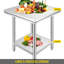 Table de travail en acier inoxydable 61 x 61 x 89 cm, table de préparation alimentaire professionnelle robuste, table de travail en métal à hauteur réglable pour restaurants, maisons et hôtels
