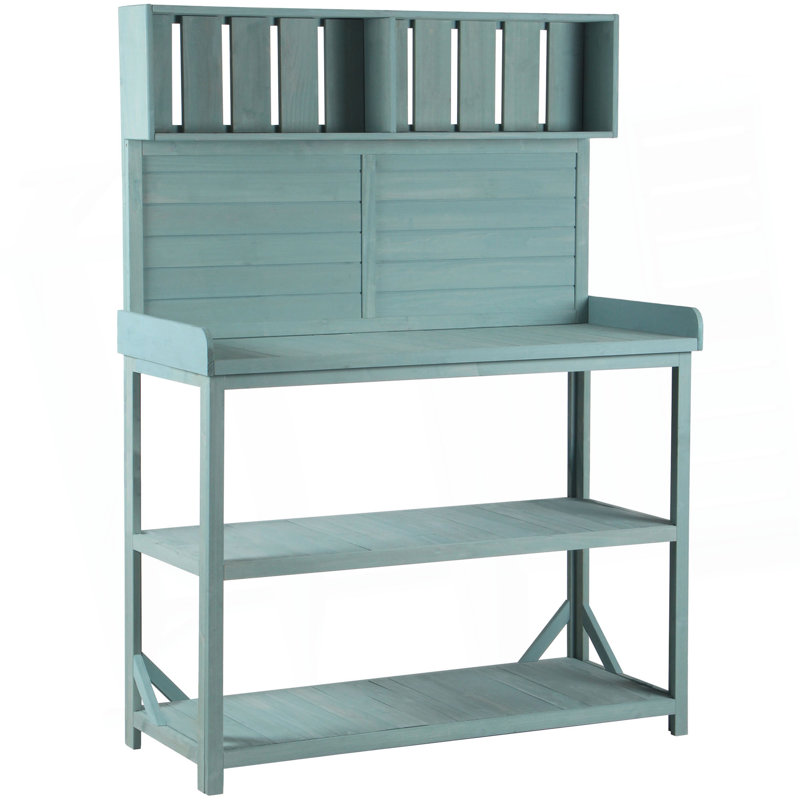 Grande table de rempotage en bois 65 po pour l'extérieur, Vert